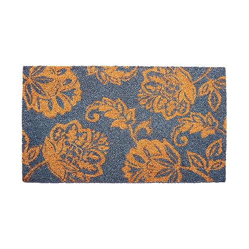 Blue Floral Print Coir Door Mat A9992