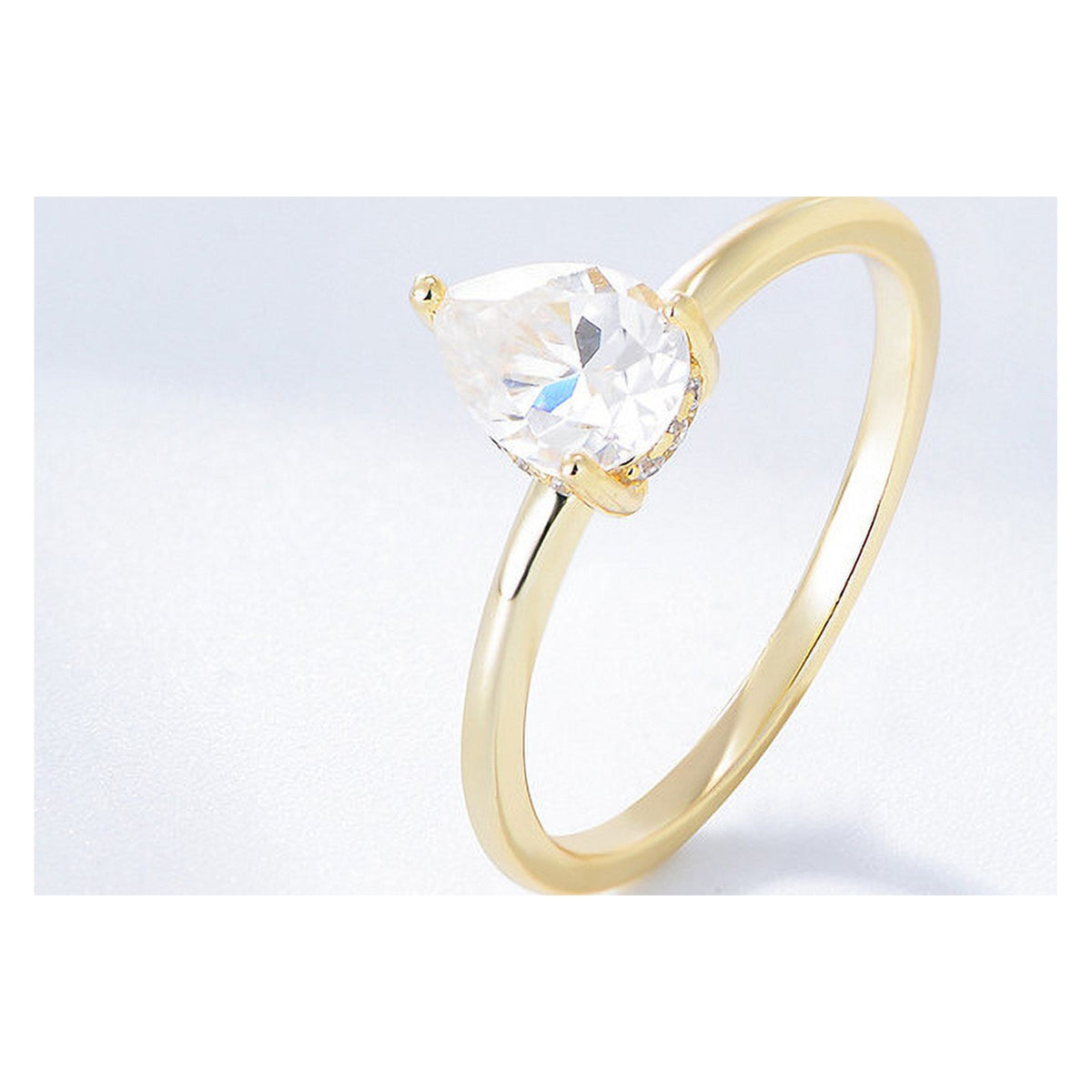 Water Drop Shaped 14k Gold Plated 925 Sterling Silver Ring M739510