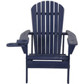 Navy Blue Wooden Adirondack Chair with Cup Holder N604625