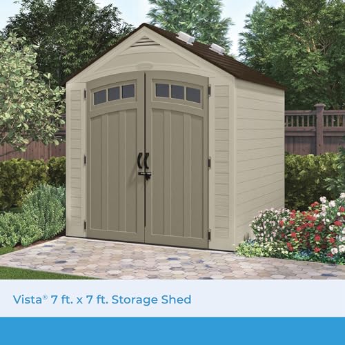 7x7 Storage Shed with Multi-Wall Resin Panels, 4 Skylights, Pad-Lockable Doors, 84" D x 84" W x 98" H T7810