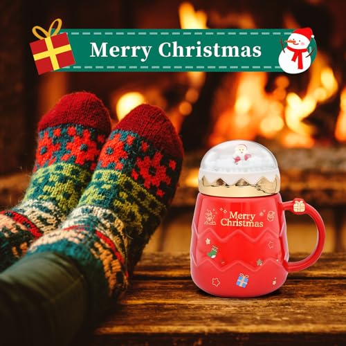 17.6 oz Ceramic Christmas Mug with Lid C527