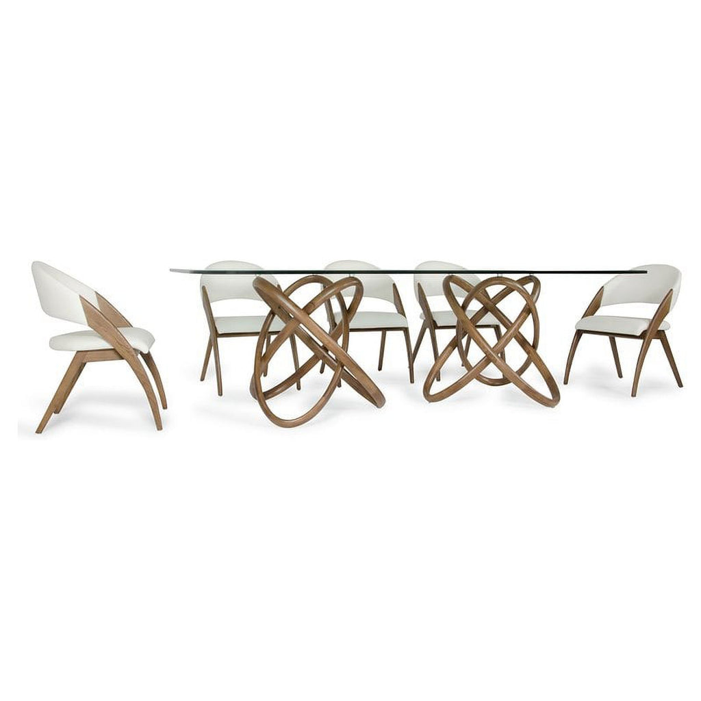 Walnut Solid Wood & Glass Rectangular Dining Table F842