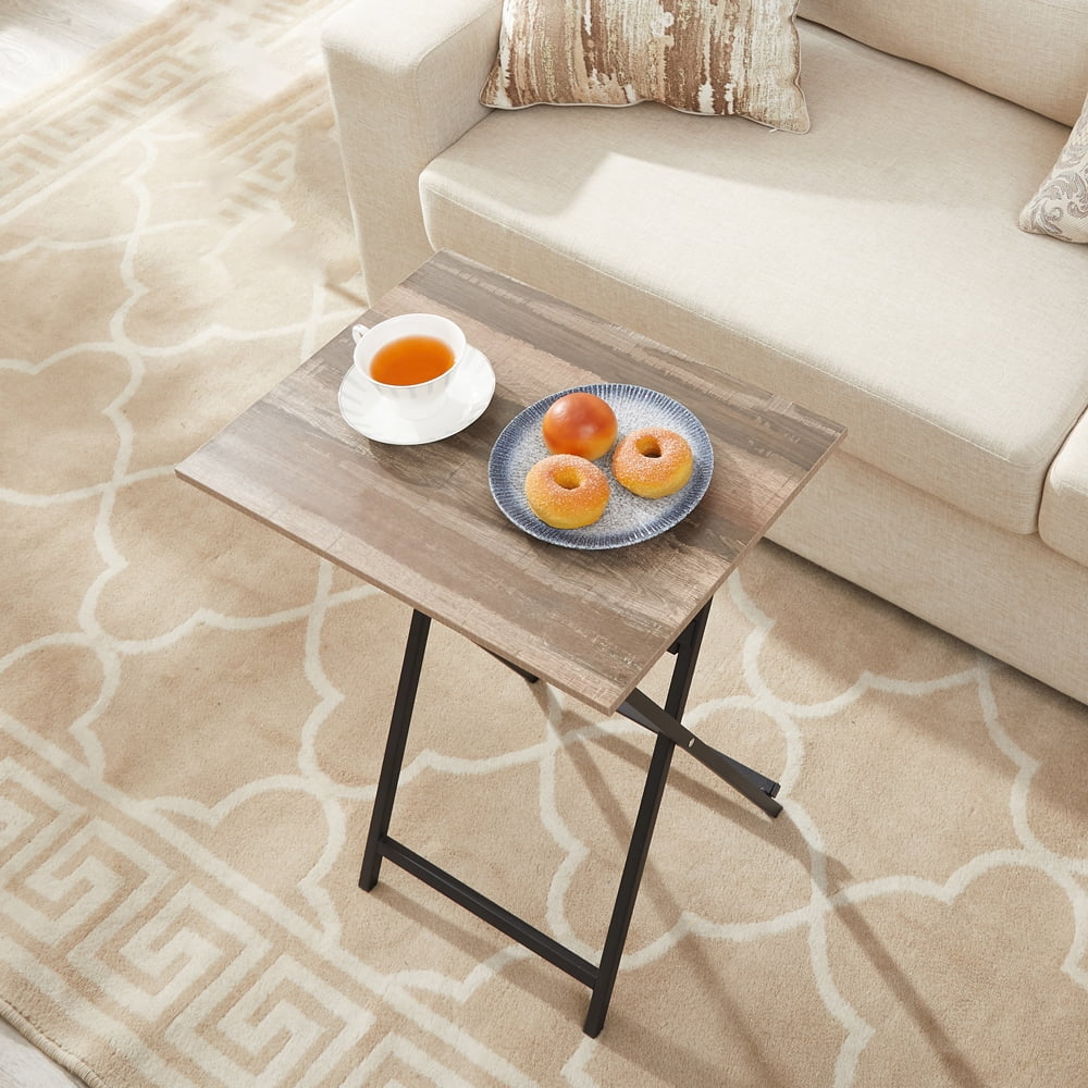 Folding Tray Side Table, Rustic Brown and Black M631