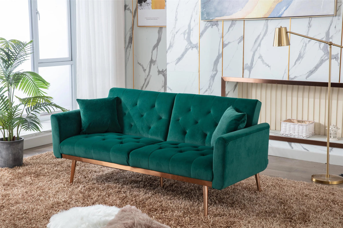 65" Velvet Tufted Convertible Futon Sofa Bed N6886