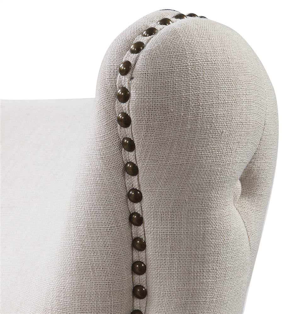 Off White Linen Wingback Chair A644
