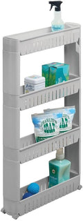 Portable Slim Plastic Rolling Laundry Utility Cart with 4 Shelves I1306