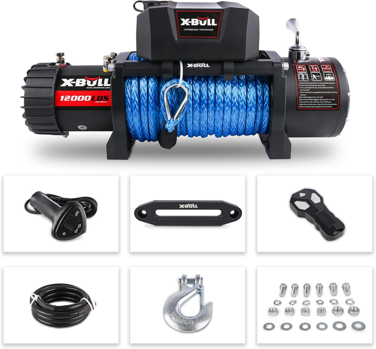 Blue 12000 lb Electric Winch Kit with Wireless Remote G331