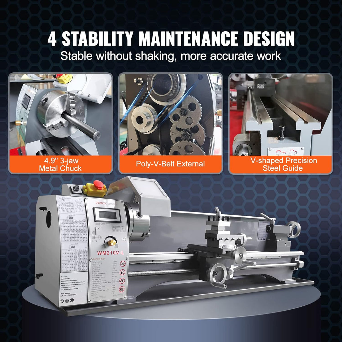 8.3'' x 29.5'' Precision Benchtop Metal Lathe with Tool Box U612352