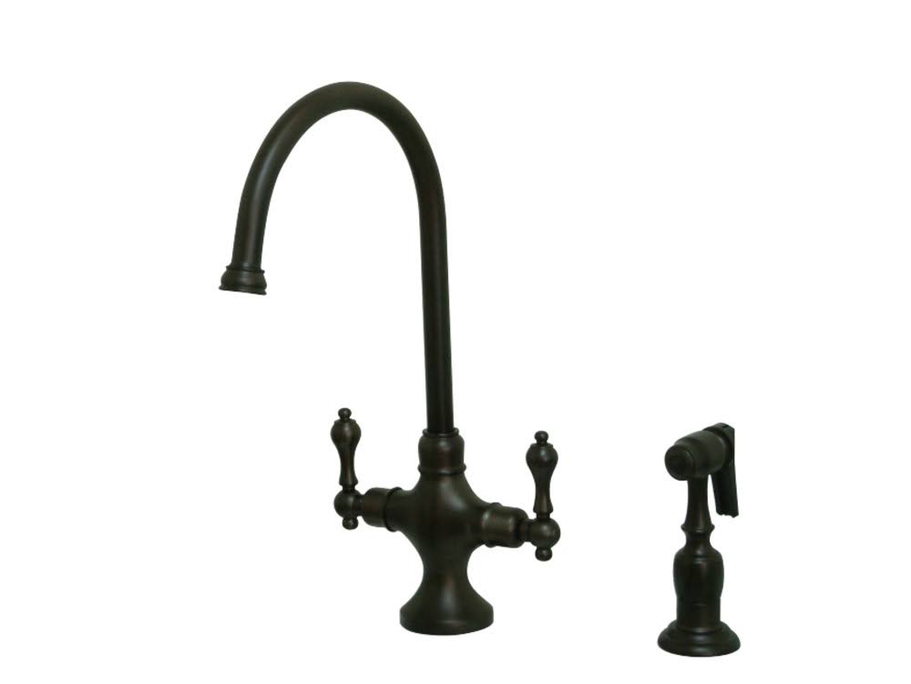 Vintage Double Handle Kitchen Faucet with Side Sprayer Oil Rubbed Bronze B514642