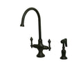 Vintage Double Handle Kitchen Faucet with Side Sprayer Oil Rubbed Bronze B514642