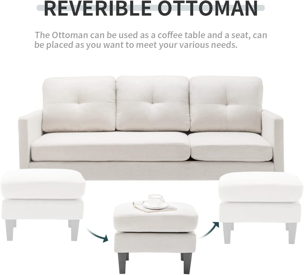 Beige Reversible Sectional Sofa with Ottoman B69094