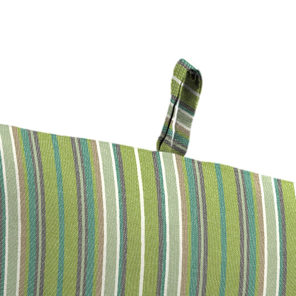 Green Stripe Rectangular Outdoor Chair Cushion with Ties B7034