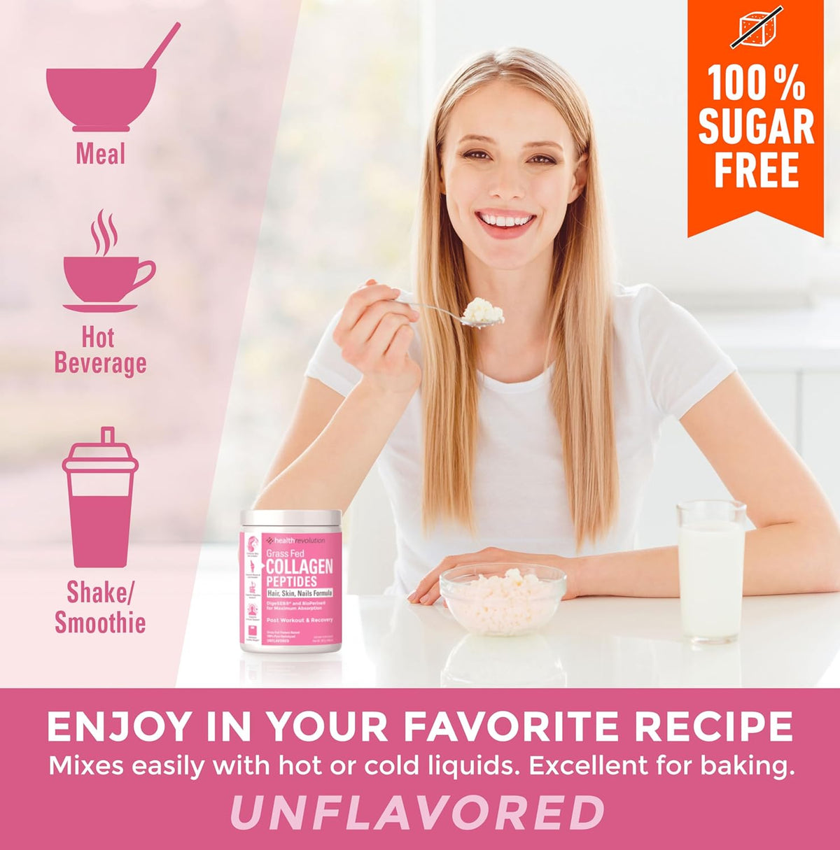 Hydrolyzed Collagen Peptides Powder, Grass-Fed, Types I & III, Unflavored, 35 Servings A743
