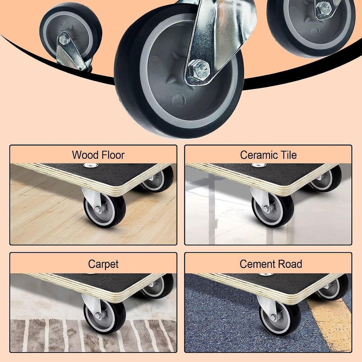 2Pcs Wood Platform Dolly with 4 Wheels H884548
