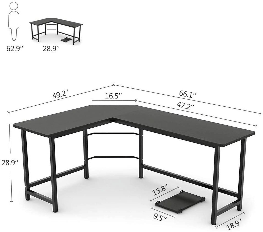Black L-Shaped Corner Computer Desk G1754
