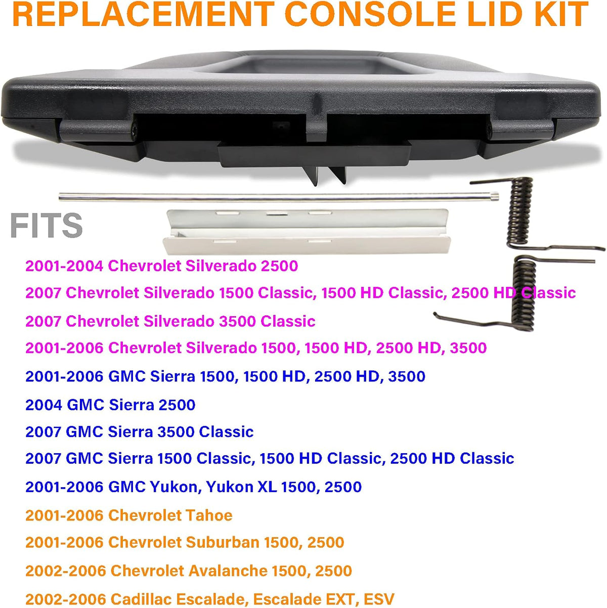 Center Console Lid Replacement Kit Dark Gray Pack of 2 R635473