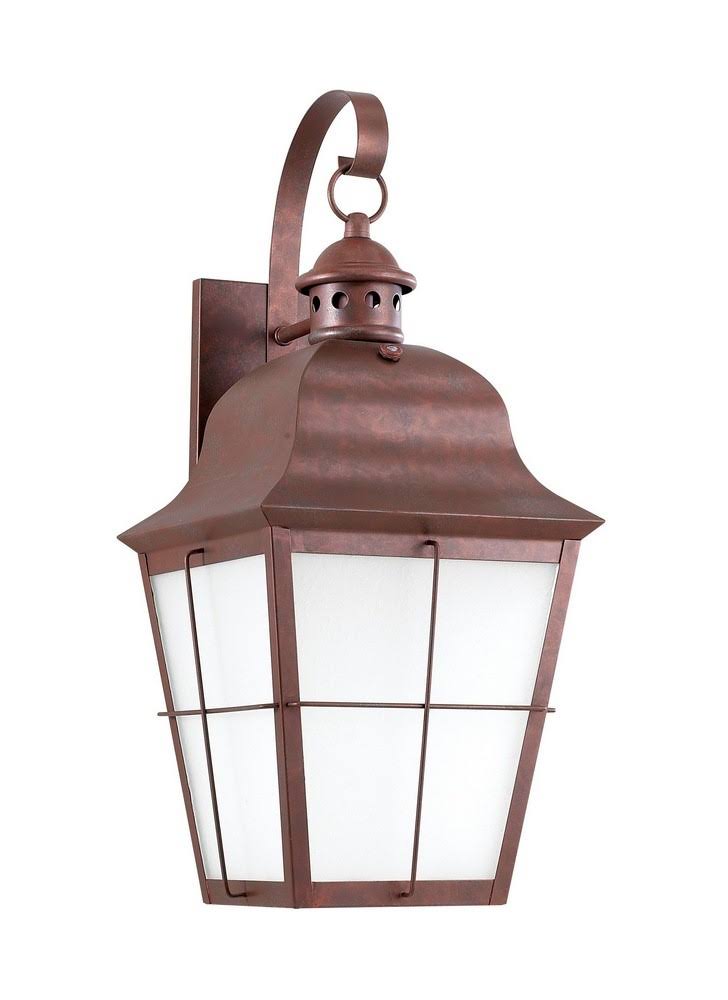 Weathered Copper Outdoor Wall Lantern with Clear Seeded Glass Y4534