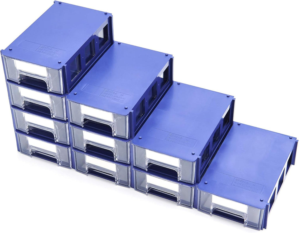 Blue Plastic Storage Drawers Set of 10 E86298