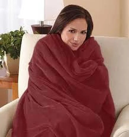 Electric Heated Throw Blanket Microplush Garnet Red W17087