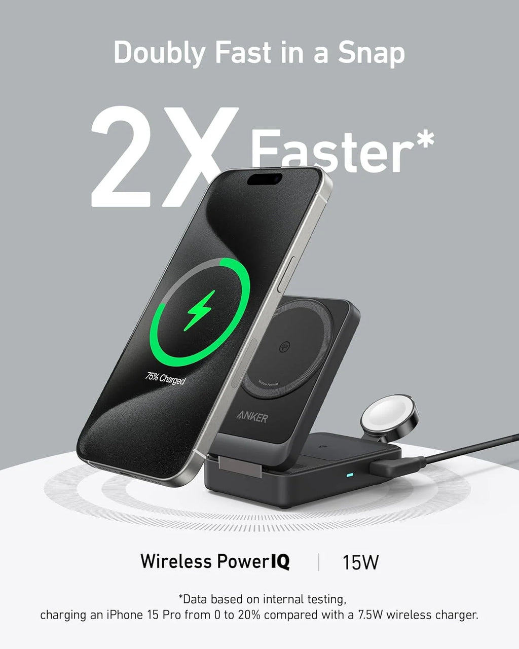 3-in-1 Wireless Charging Station with 40W USB-C Charger A299300