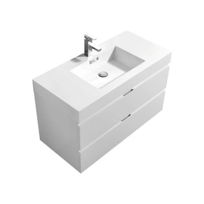 40 in. Wall Mount High Gloss White Bathroom Vanity M287313