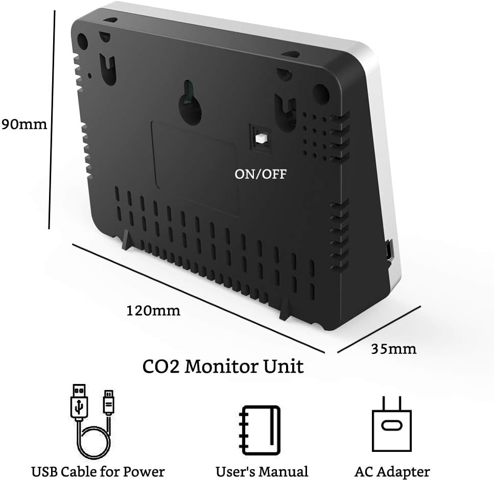 Indoor CO2 Meter, Temperature and Relative Humidity Carbon Dioxide Detector Q50142
