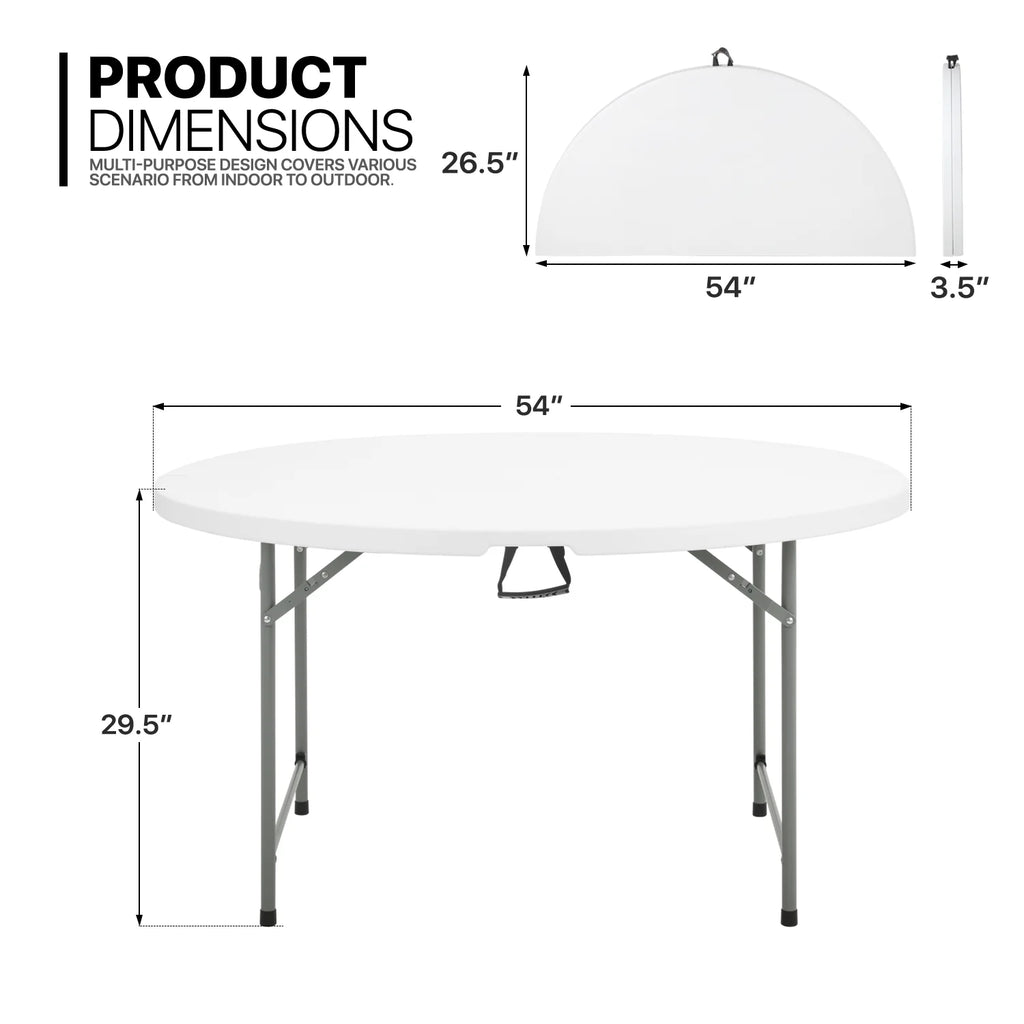 11 Pieces 4.5 Ft White Foldable Plastic Table and 10 Red Chair Set N11200