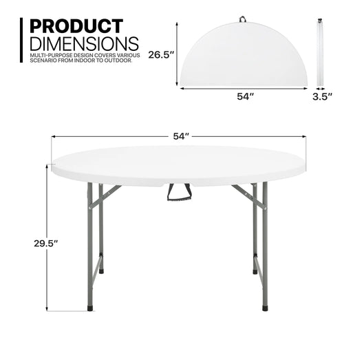 11 Pieces 4.5 Ft White Foldable Plastic Table and 10 Red Chair Set N11200