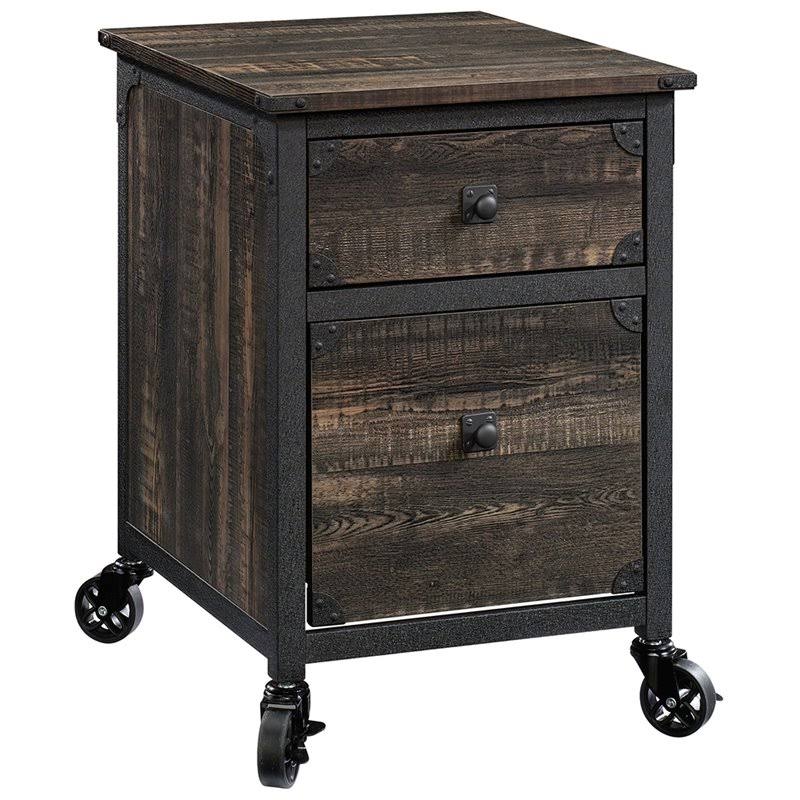 Carbon Oak Black 2-Drawer Mobile File Cabinet S952