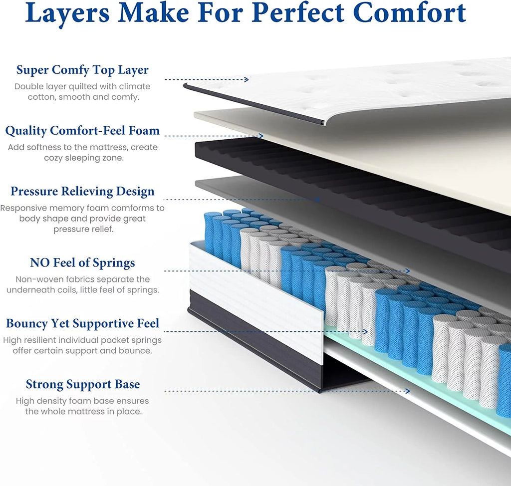 10 inch Gel Memory Foam Hybrid Twin XL Mattress I3184