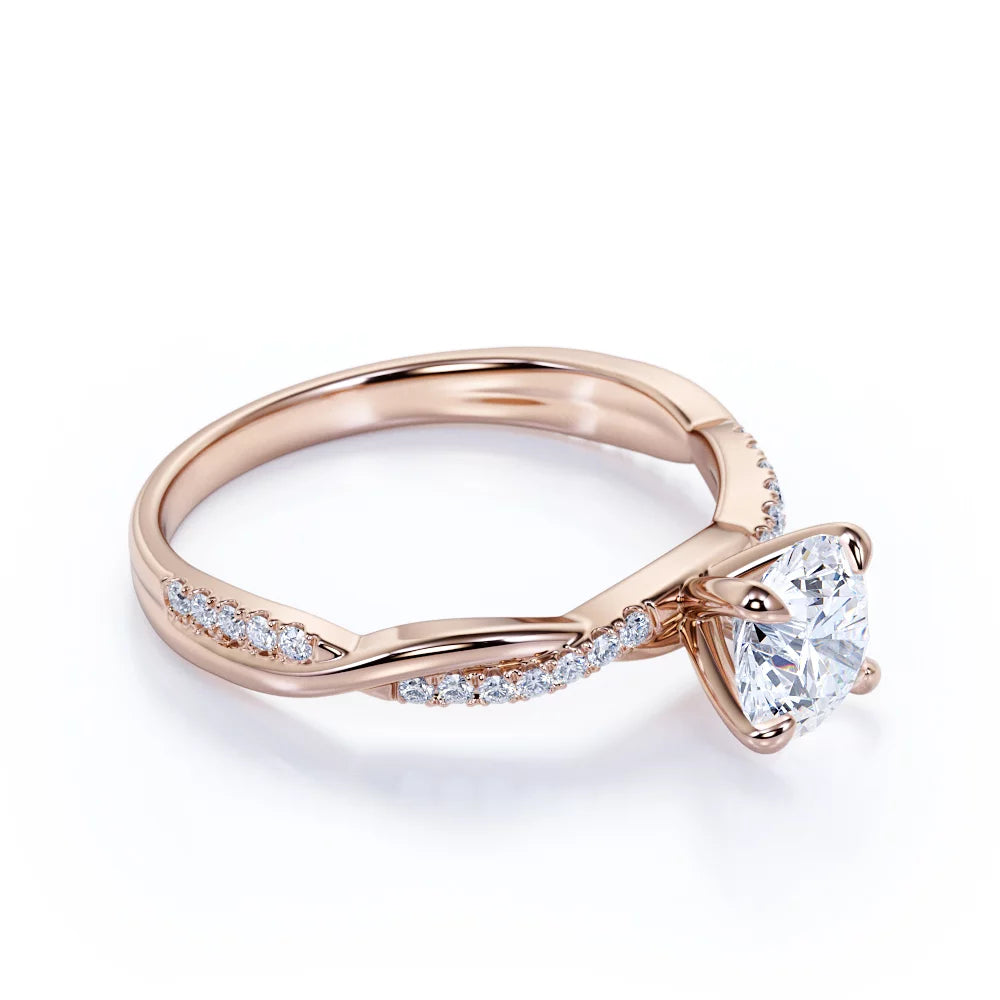 1 Carat Round Cut Moissanite Engagement Ring C851455