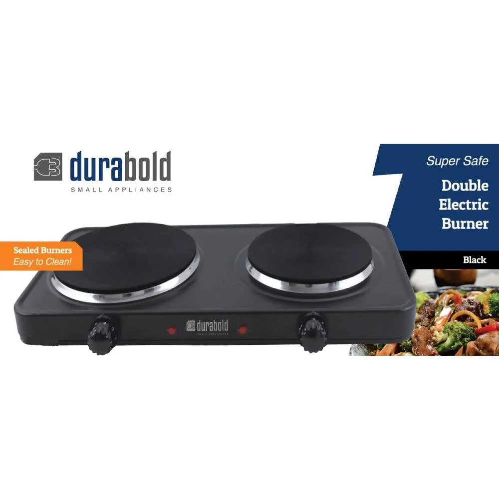 Electric Double Burner Cast Iron Hot Plate Black, 2 Pack H159350