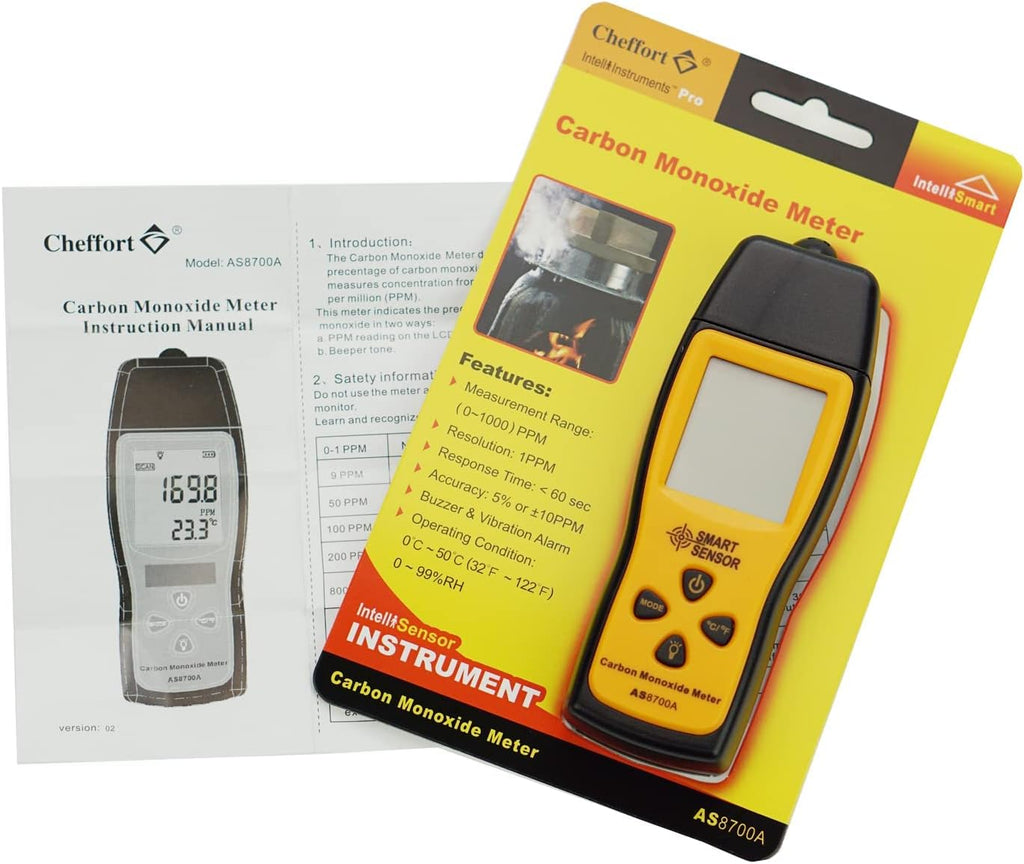Handheld Carbon Monoxide Meter, Portable CO Gas Detector, 0～1000ppm Range, 1PPM Resolution I111