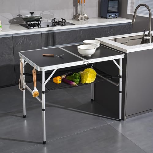 Folding Camp Table Adjustable Height Aluminum H588