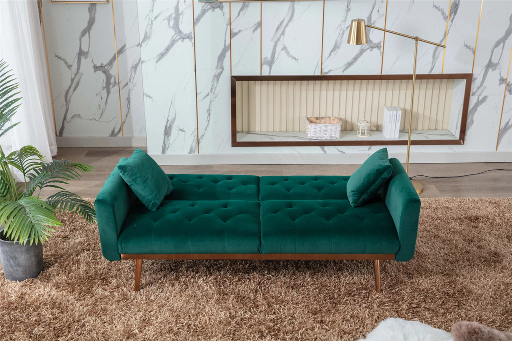 65" Velvet Tufted Convertible Futon Sofa Bed N6886