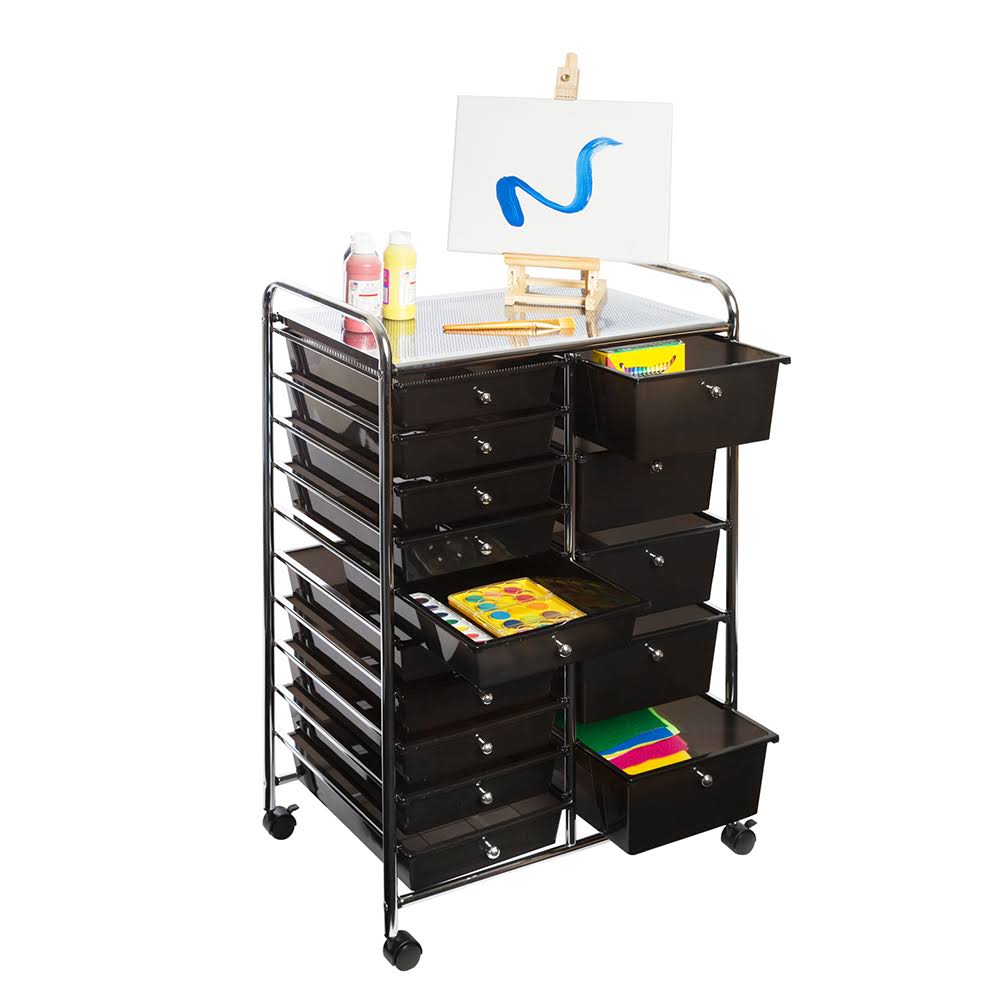 15-Drawer Black Organizer Cart P827