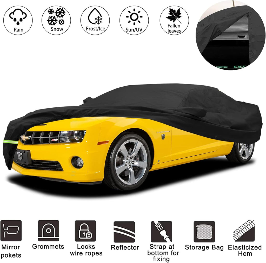 Waterproof Car Covers for Chevy Camaro, 190T, Black, Pack of 2 E373