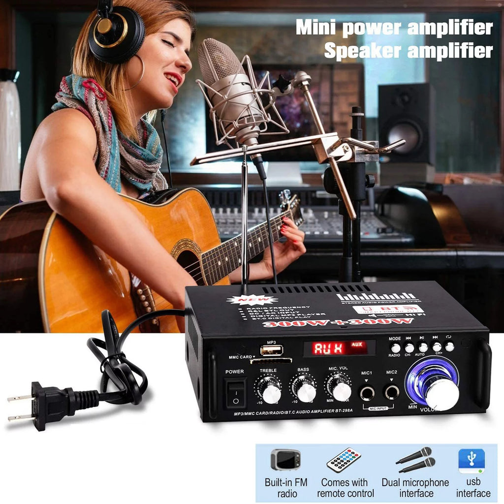 600W 4-16Ohm Bluetooth Stereo Amplifier with Remote R132