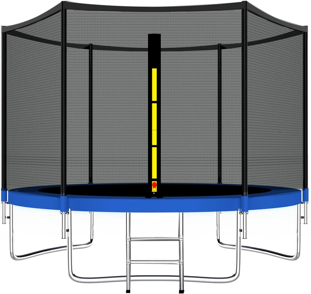 ASTM Certificated Trampoline with Safety Enclosure Net & Spring Pad Waterproof Jump Mat & Ladder O382