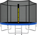 ASTM Certificated Trampoline with Safety Enclosure Net & Spring Pad Waterproof Jump Mat & Ladder O382