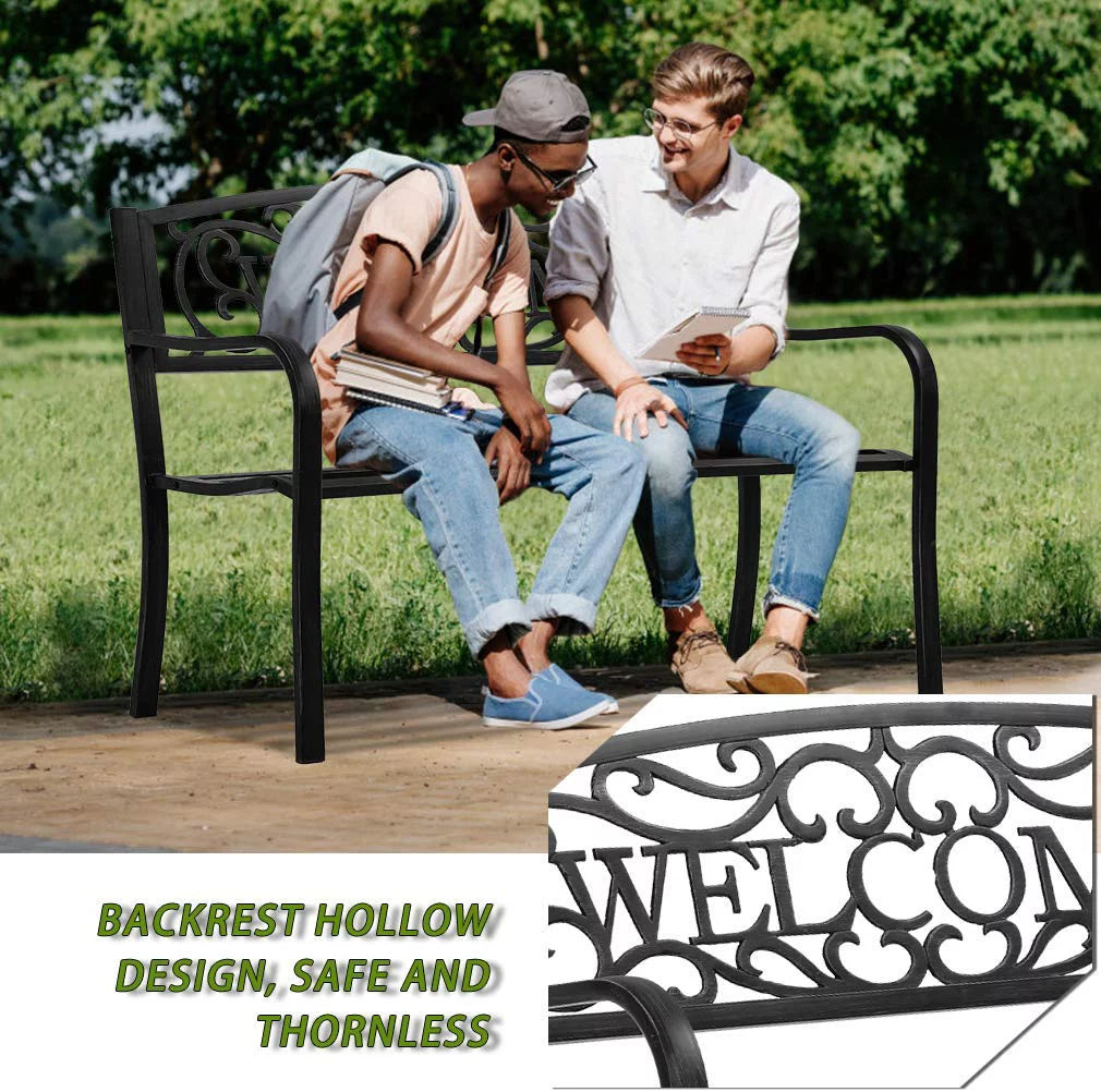 Patio Bench 400 lbs Cast Iron Metal Outdoor Seating N44759