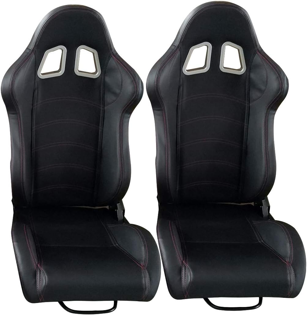Pair of Black PVC Faux Leather Racing Car Seats R489354