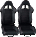Pair of Black PVC Faux Leather Racing Car Seats R489354