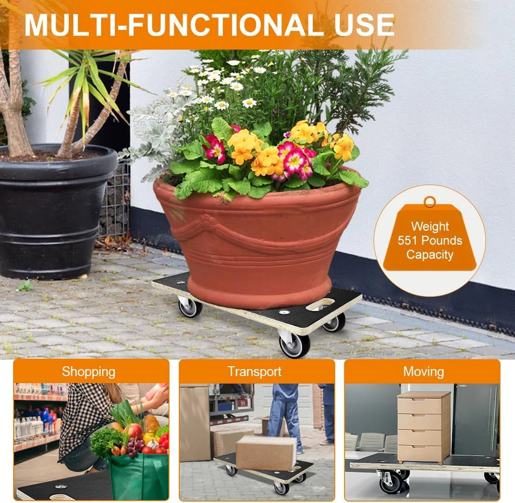 2Pcs Wood Platform Dolly with 4 Wheels H884548
