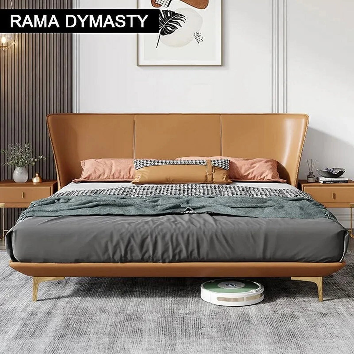 Genuine Leather King Queen Size Bed S15236