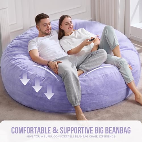 3ft Grey Faux Fur Bean Bag Chair L82655