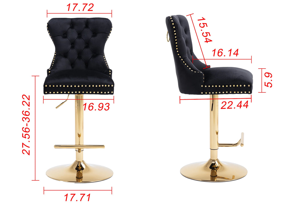 Black Velvet Swivel Bar Stools, Set of 2 E411936
