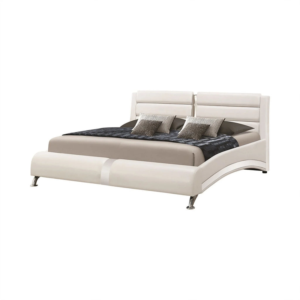 White 4-Piece Faux Leather California King Bedroom Set W8767