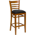 Cherry Wood Bar Stool with Black Vinyl Seat Q51410