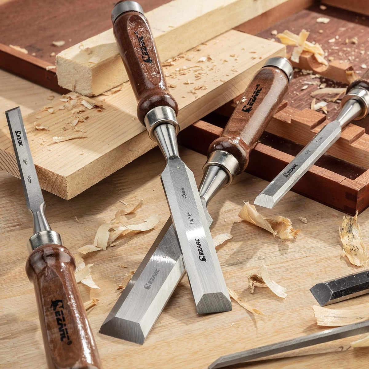6 Pieces Wood Chisel Set with Wooden Case U862